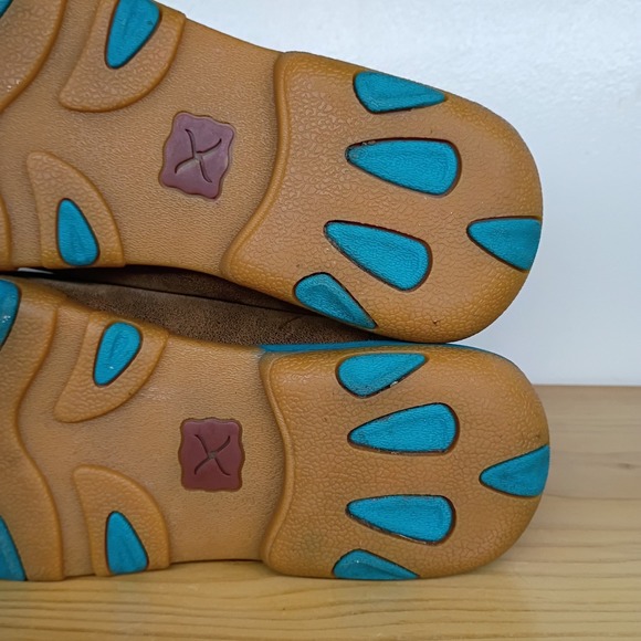 Twisted X Boots Chukka Driving Moccasin Brown Turquoise Diamonds Women's 6.5 M - Picture 9 of 12